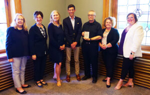 From left: Andrea Giles, Julie Walchli, Stephanie Greaves (President, ACE-WIL), Award winners Robert Douglas and Brian Train (BC Ministry of Post-Secondary Education and Future Skills), Heather Workman (Chair, BC WIL Council) and Danielle Johnsrude.